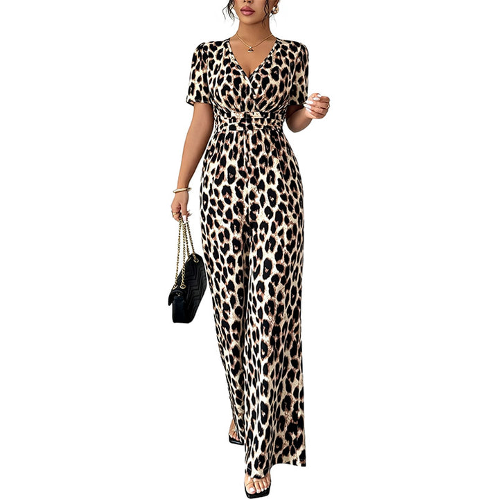 Leopard Print Wide Leg Jumpsuit