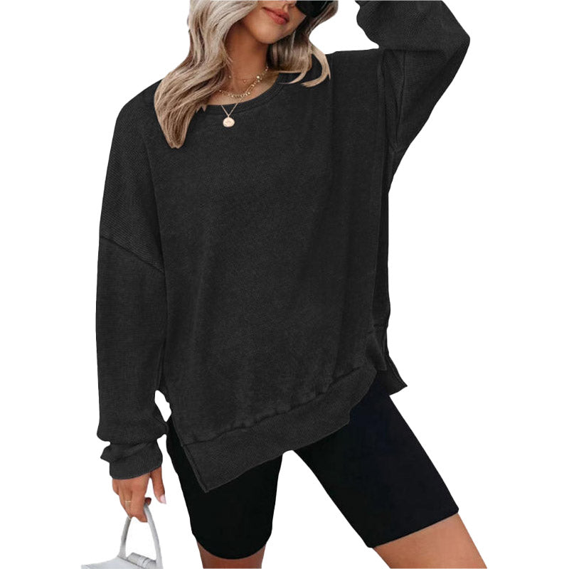 Washed Waffle Knit Pullover