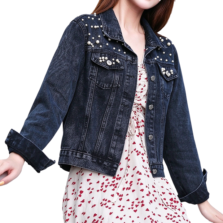 Pearl Studded Denim Jacket