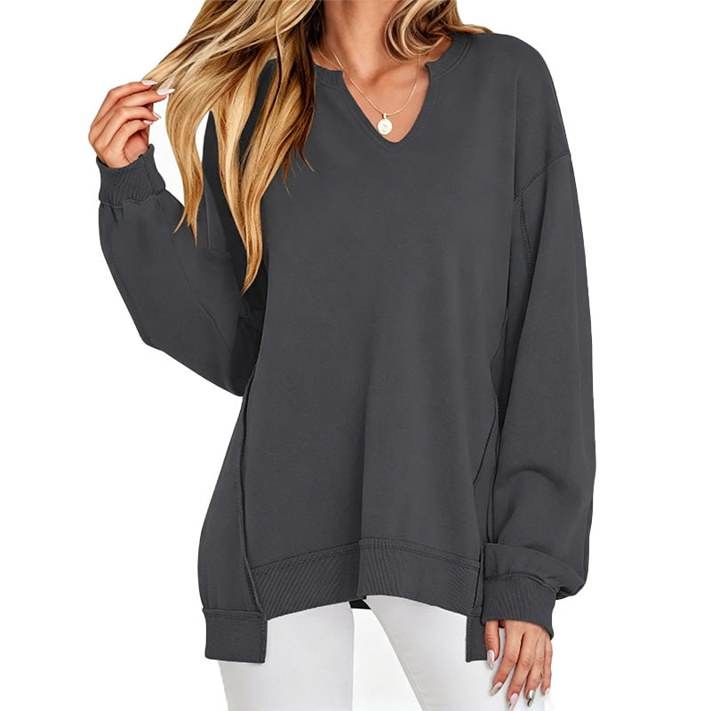 Relaxed V Neck Oversized Sweatshirt