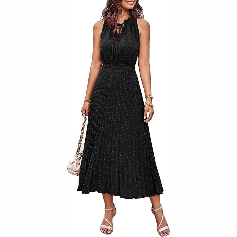Pleated Long Sleeve Midi Dress