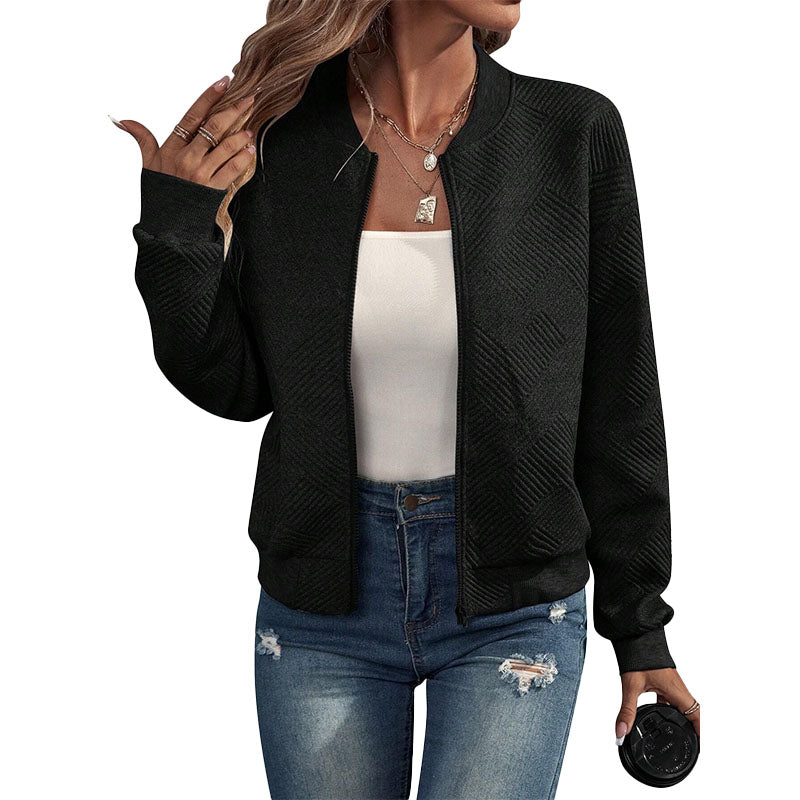 Textured Zip-Up Knit Jacket