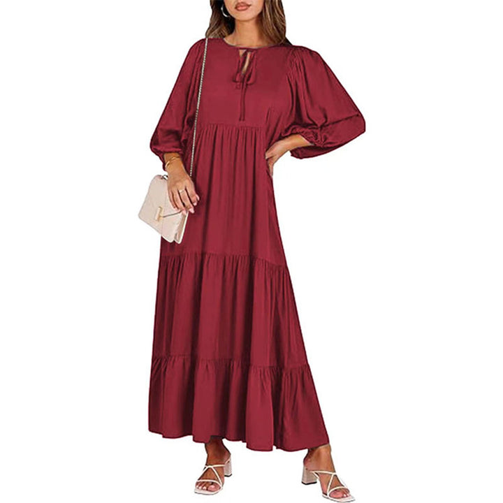 Boho Printed Ruffle Midi Dress
