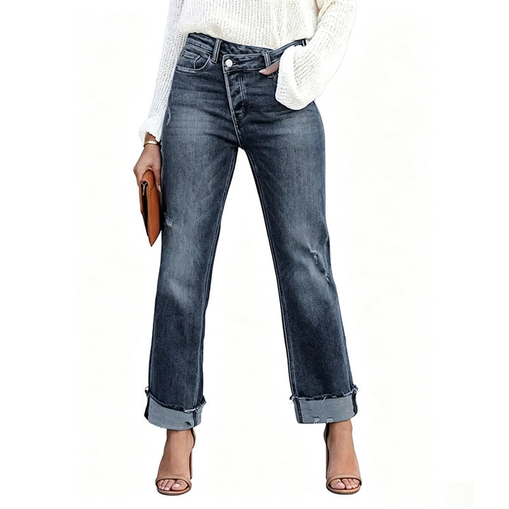 Cuffed Straight Leg Jeans