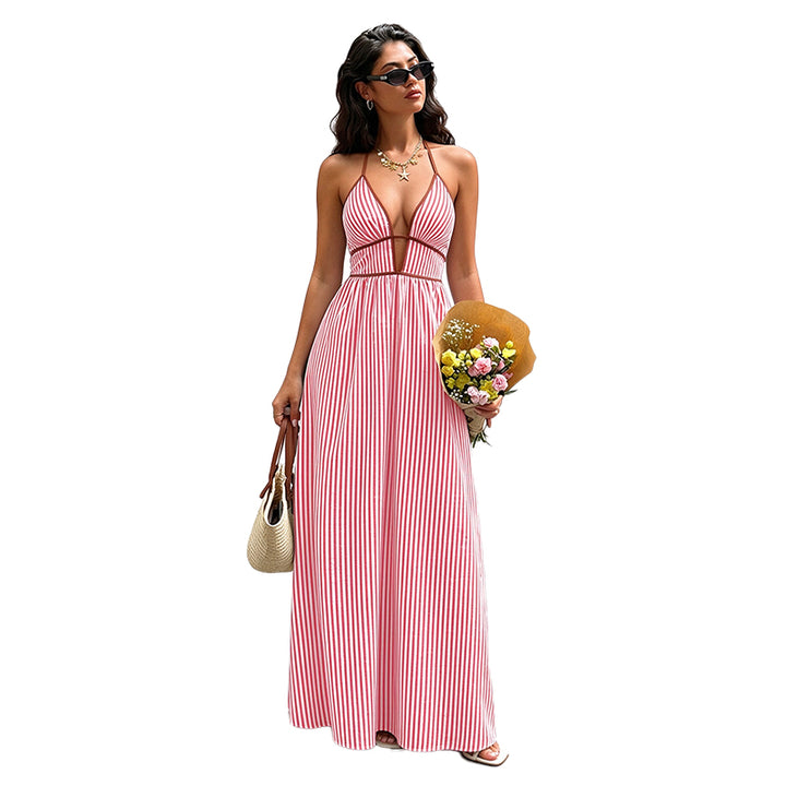 Striped Halter Maxi Dress