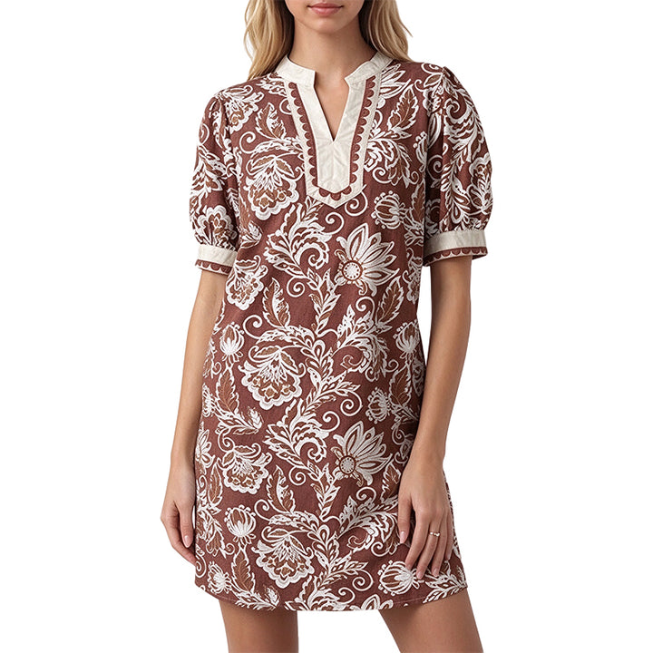 Floral Print V-Neck Mini Dress