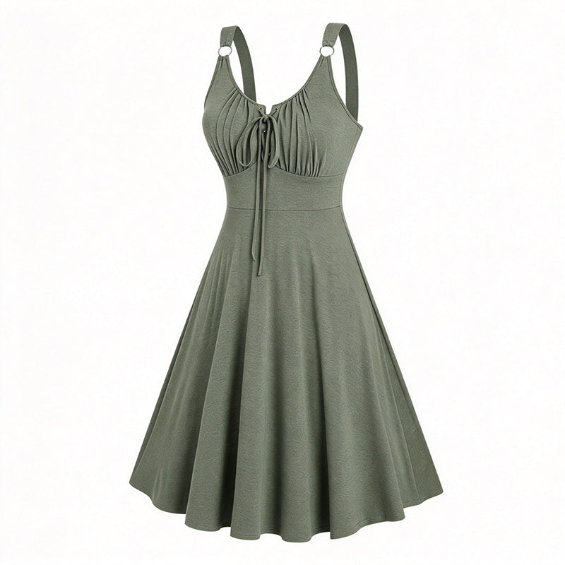 Ruched Tie Front Dress