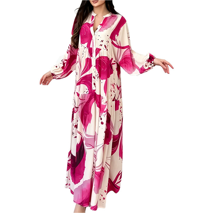 Abstract Print Tiered Maxi Dress