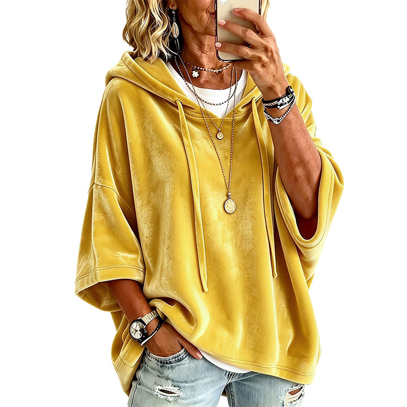 Casual Velvet Hooded Sweatshirt