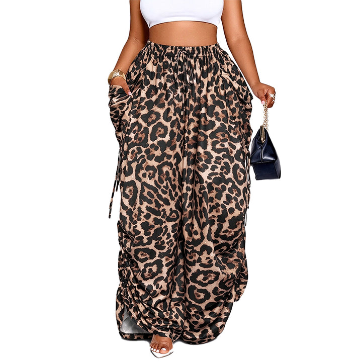 Leopard Print High-Waisted Wide-Leg Pants