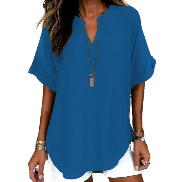 Relaxed Linen Blend Tunic Top