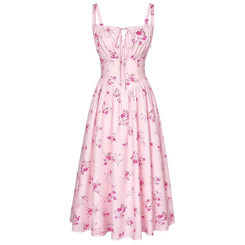 Floral Print Corset Midi Dress