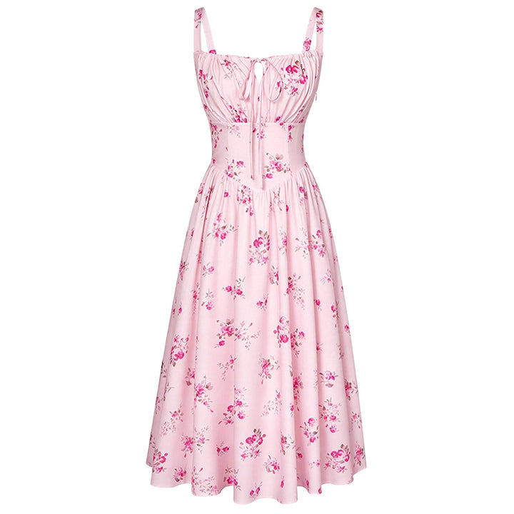 Floral Print Corset Midi Dress