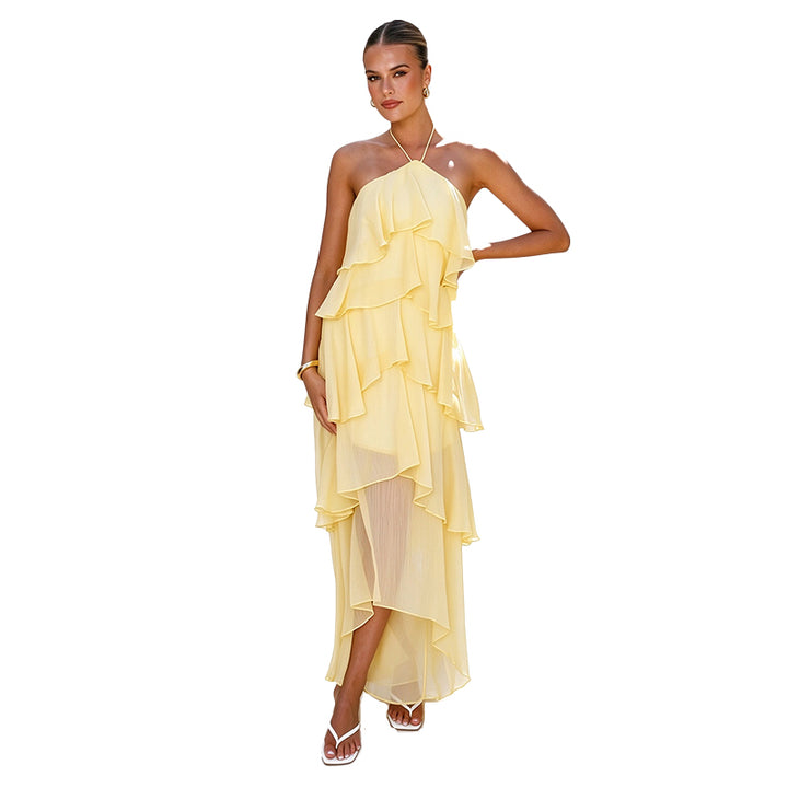 Layered Ruffle Halter Dress