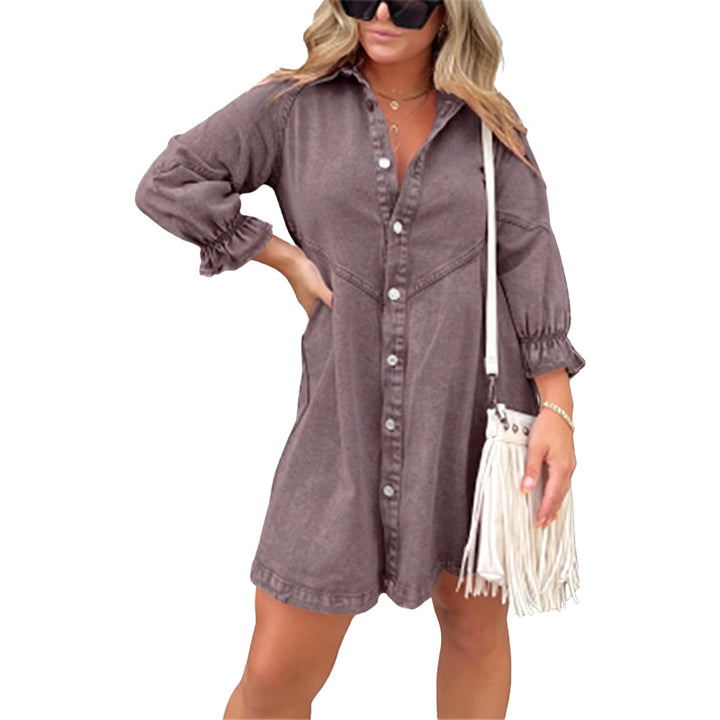 Button Front Denim Shirt Dress