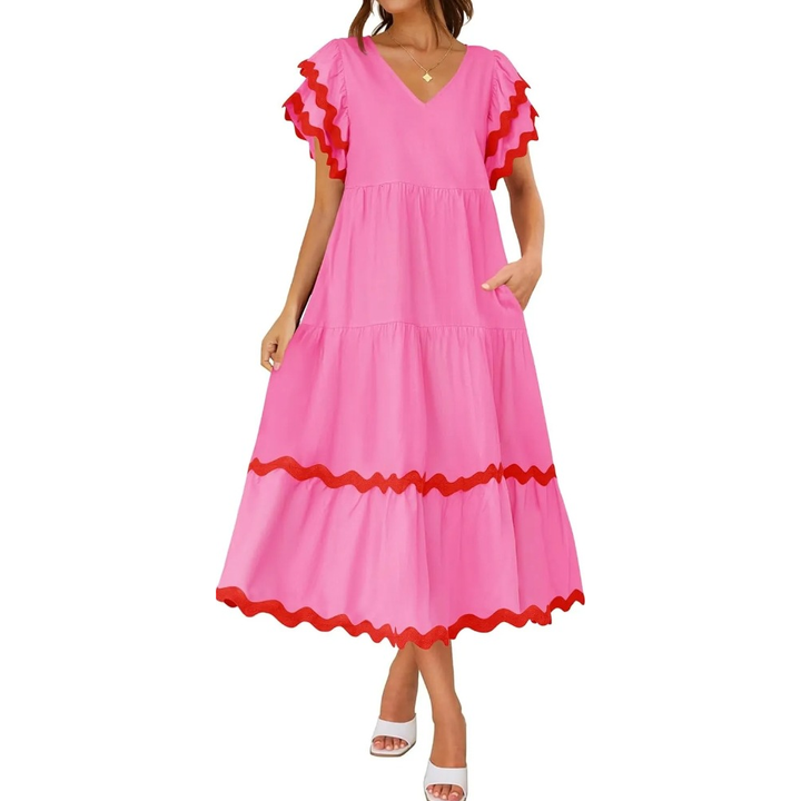 Ruffle Sleeve Boho Maxi Dress