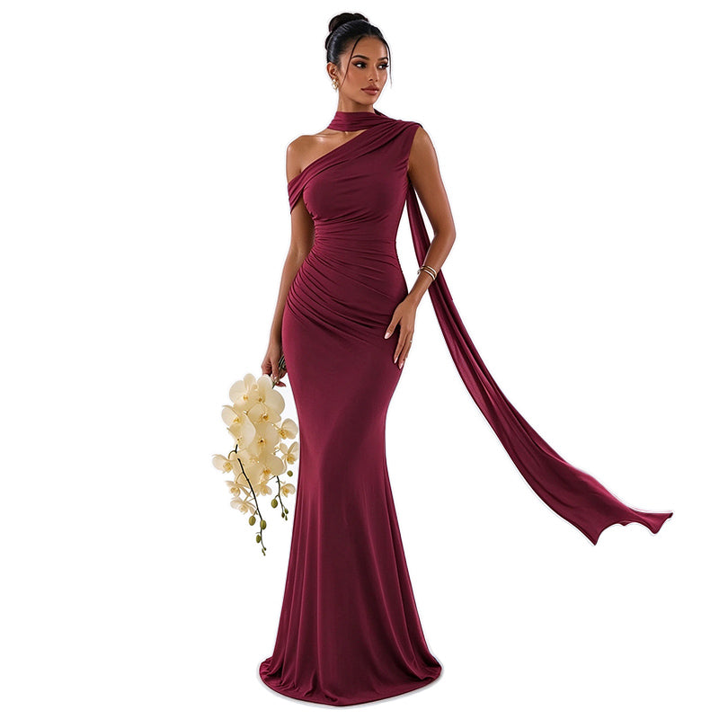 One Shoulder Bodycon Maxi Dress