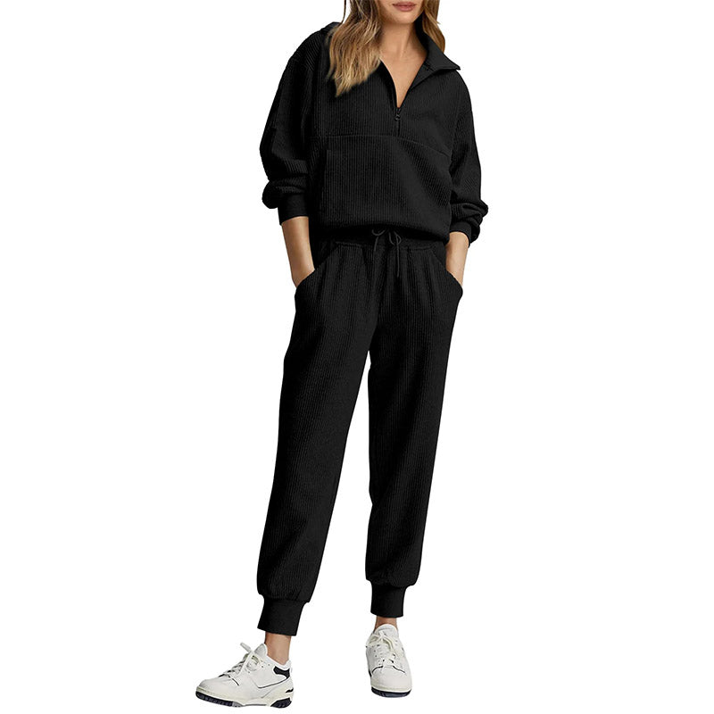 Ribbed Half-Zip Lounge Set