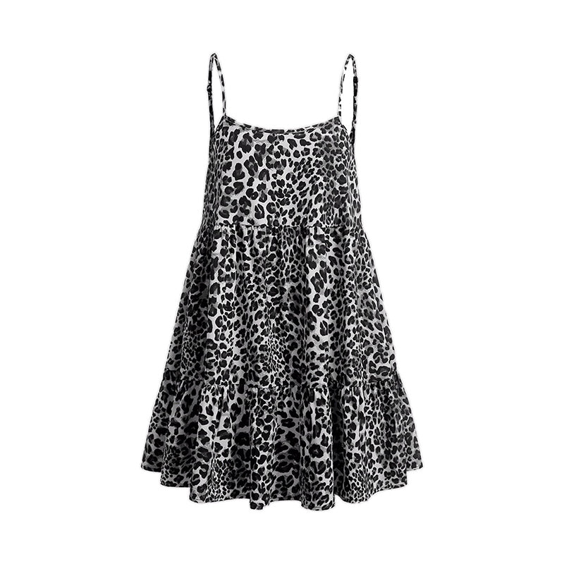 Leopard Print Tiered Mini Dress