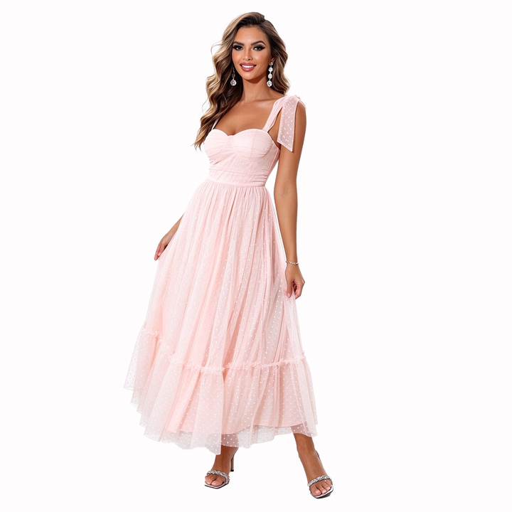 Polka Dot Tulle Midi Dress