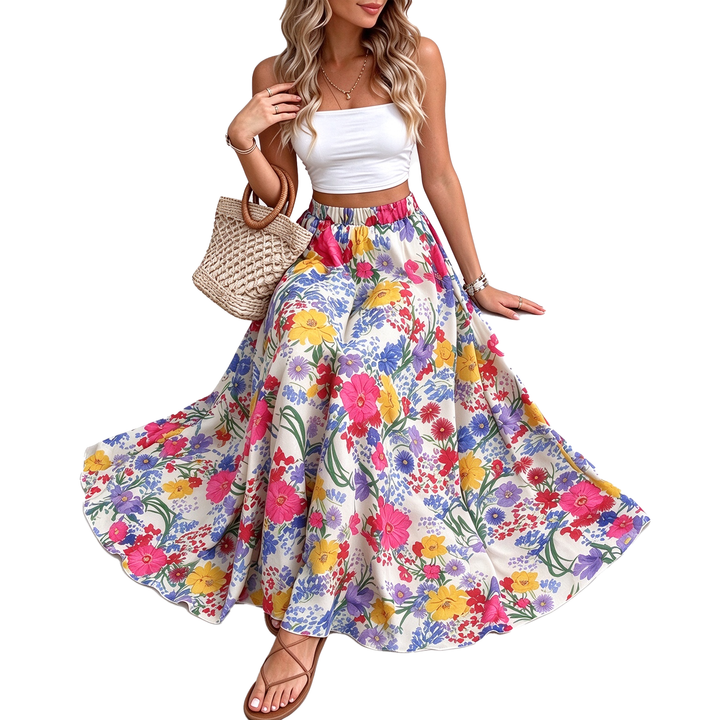 High-Waisted Bohemian Maxi Skirt