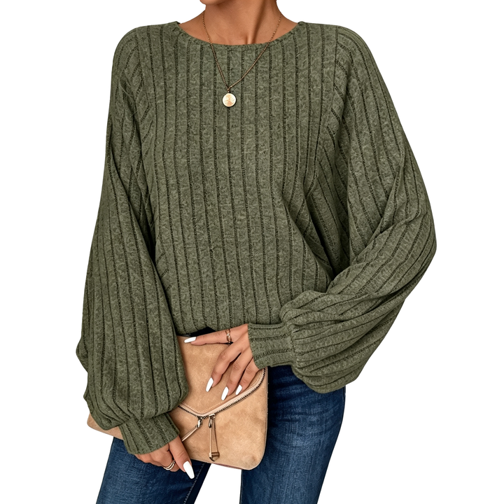 Ribbed Balloon Sleeve Sweater