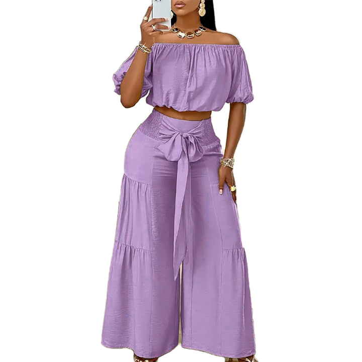 Off Shoulder Wide Leg Two Piece Set