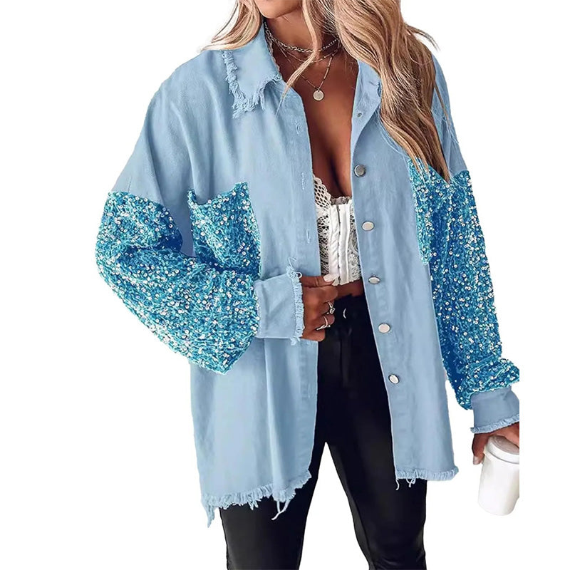 Sequin Sleeve Shirt Jacket