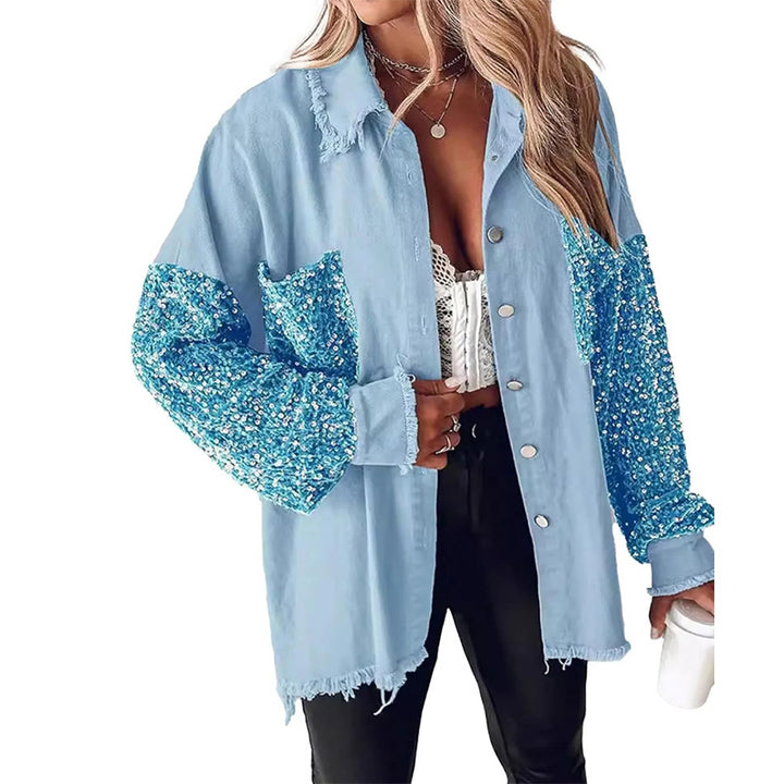 Sequin Sleeve Shirt Jacket