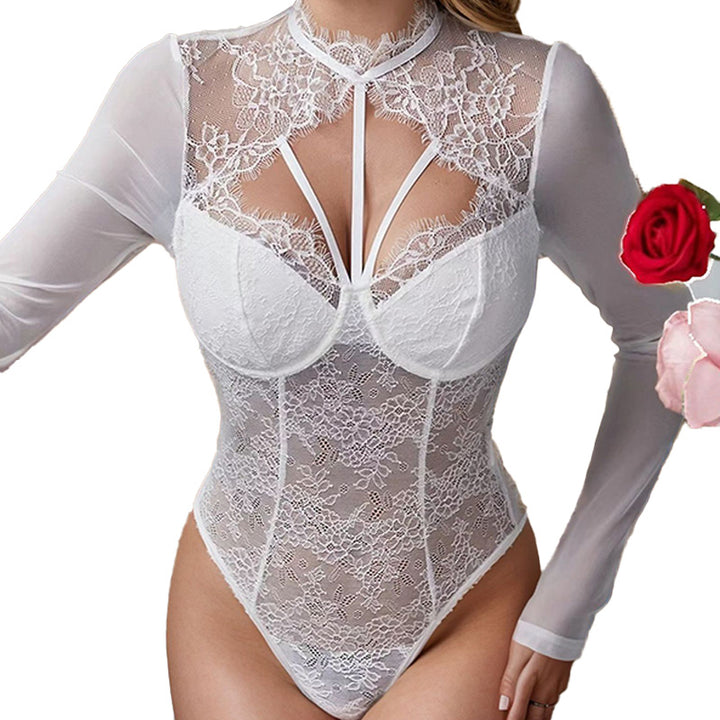Lace Mesh Long Sleeve Bodysuit