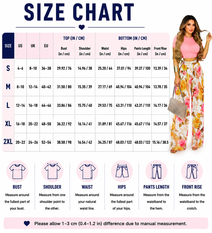 Floral Wide Leg Pants Set