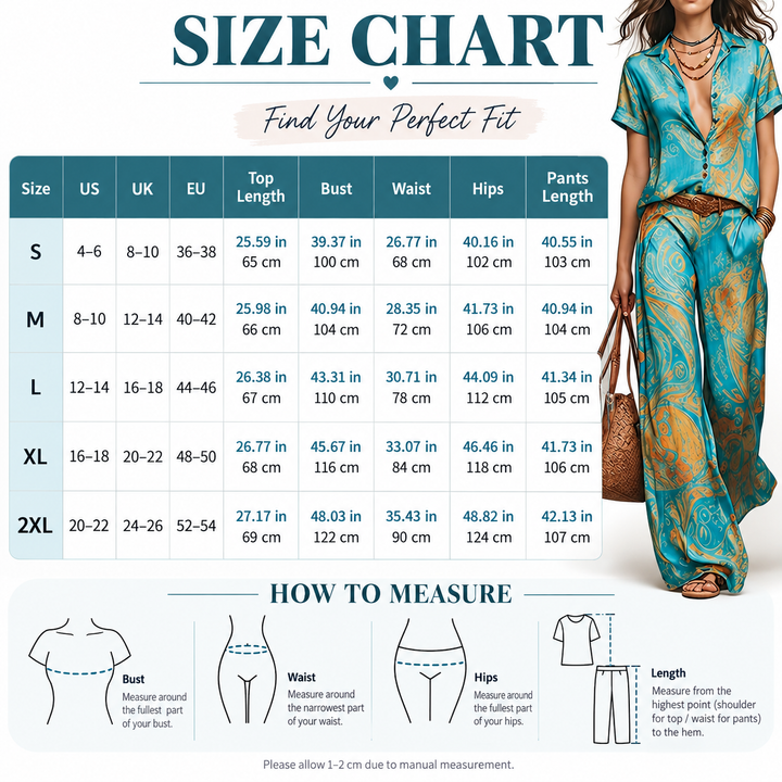 Printed Shirt & Wide Leg Pants Set