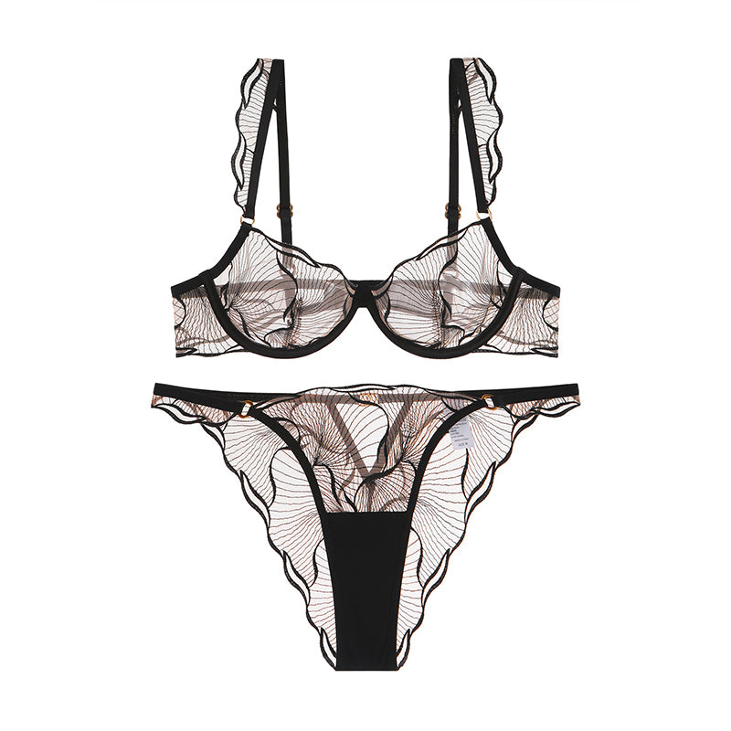 Floral lace tulle lingerie set
