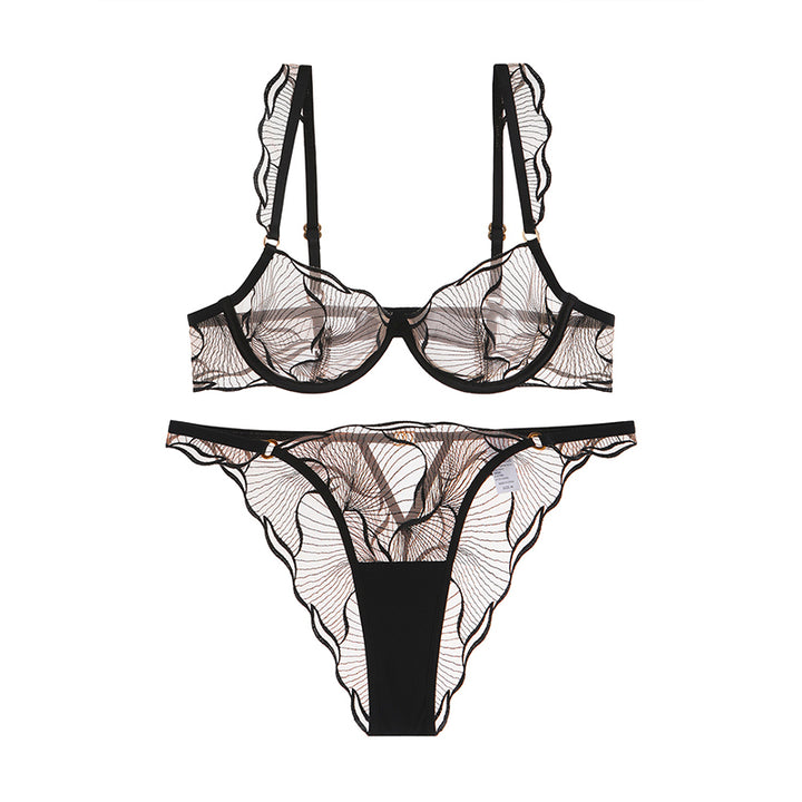 Floral lace tulle lingerie set