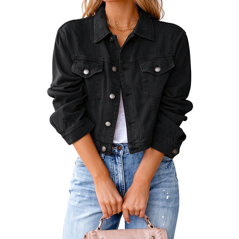 Classic Cropped Denim Trucker Jacket