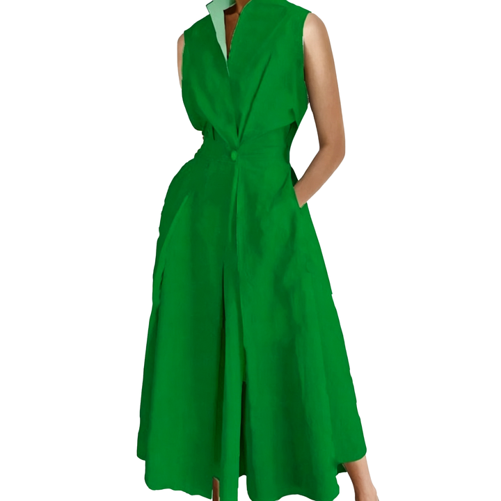 Elegant Belted Shirt Maxi Dress