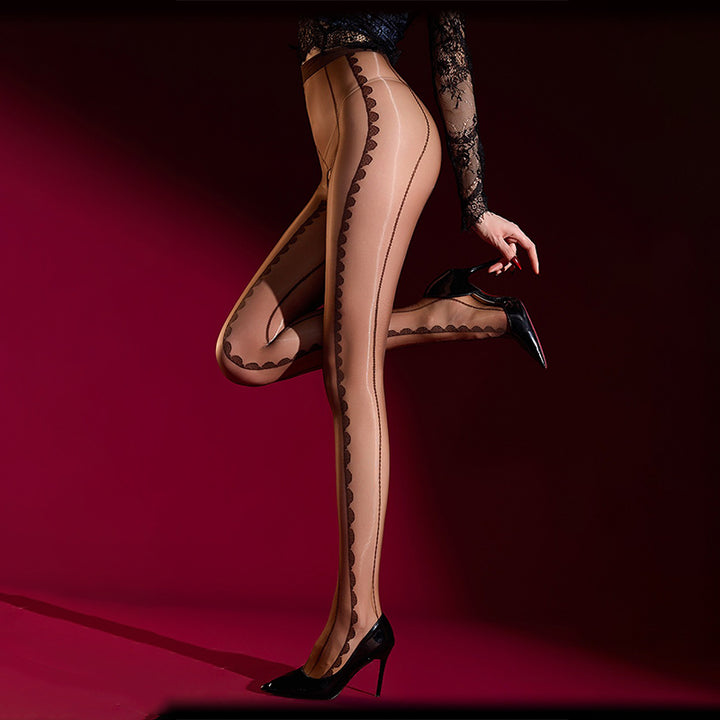 5D Glossy Lace Detail Tights
