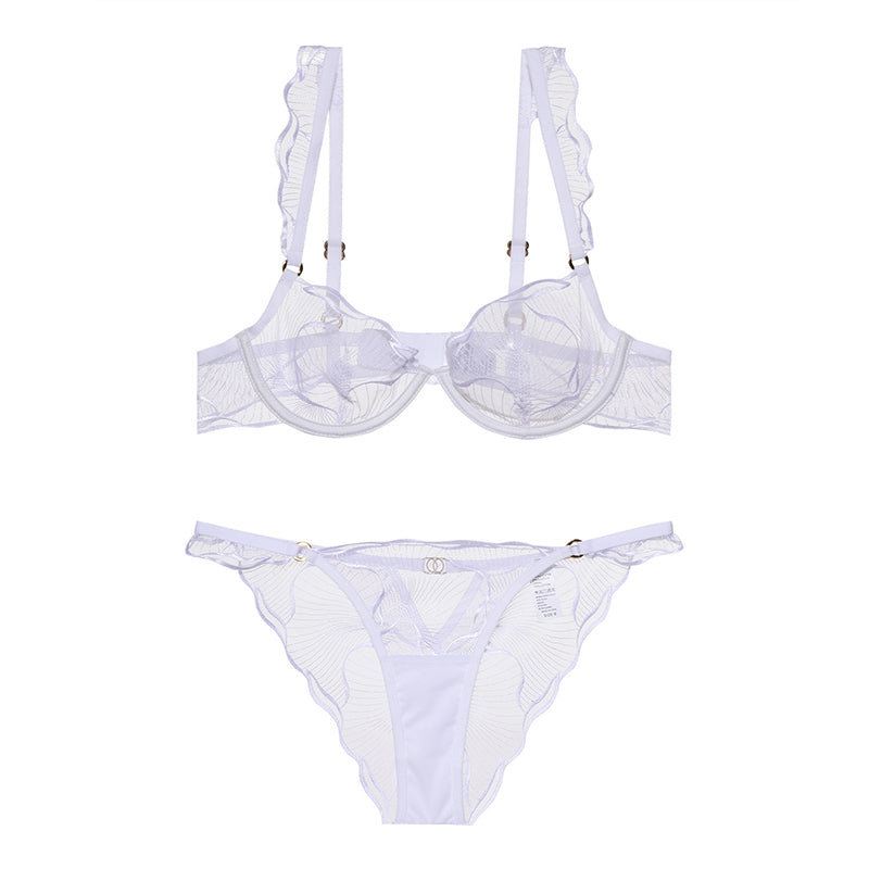 Floral lace tulle lingerie set