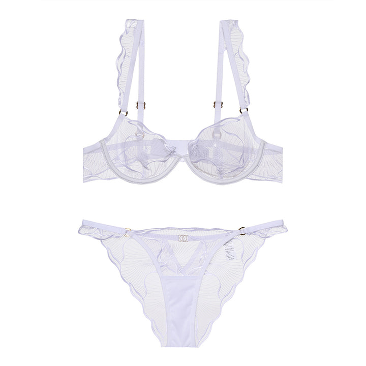 Floral lace tulle lingerie set