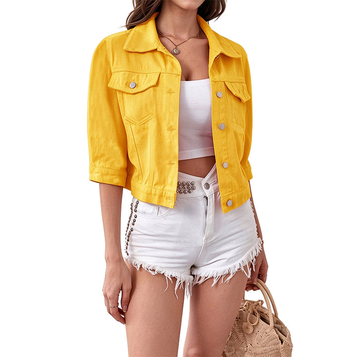 Classic Cropped Denim Trucker Jacket