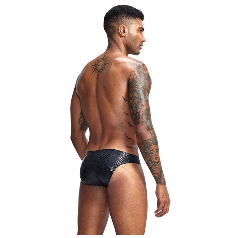 Men's faux leather crocodile-patterned briefs
