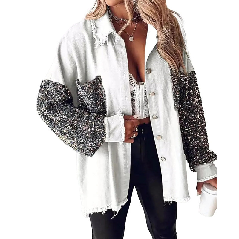 Sequin Sleeve Shirt Jacket