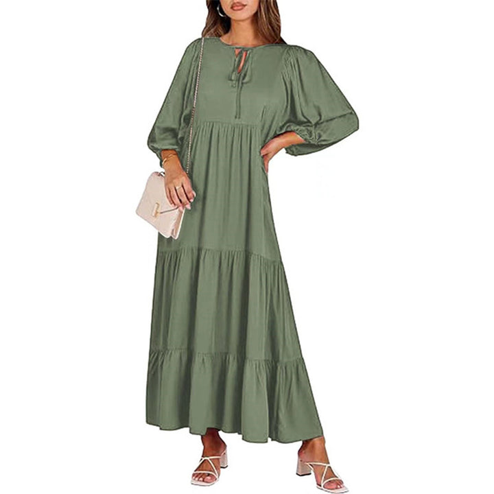 Boho Printed Ruffle Midi Dress