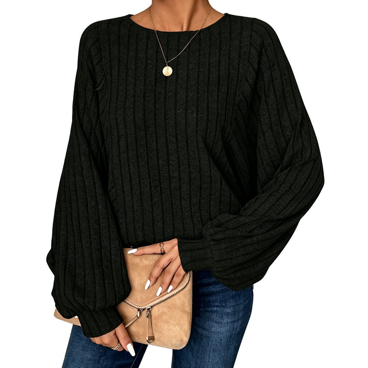 Ribbed Balloon Sleeve Sweater