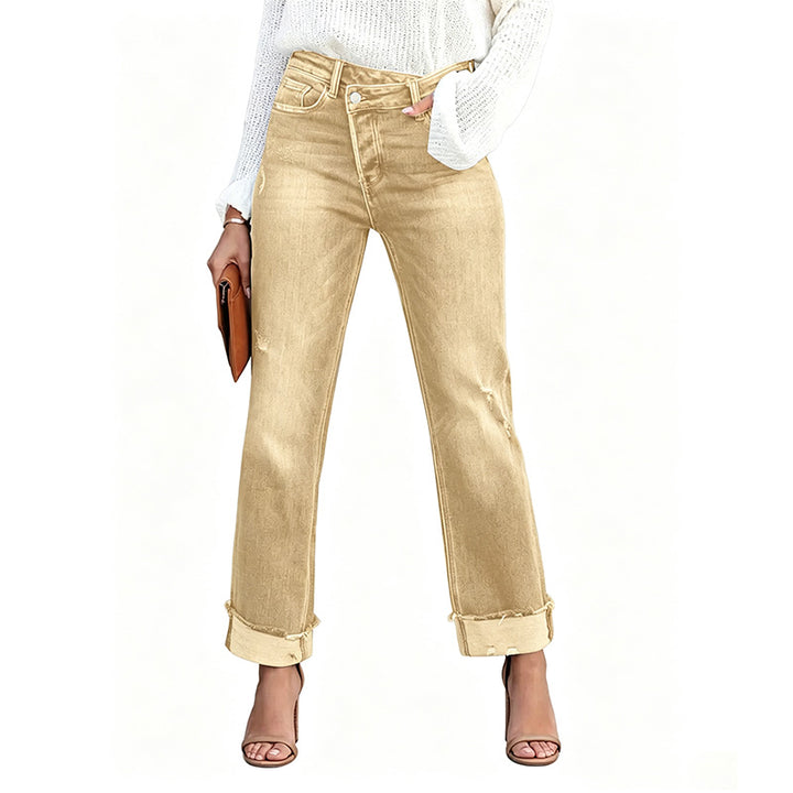 Cuffed Straight Leg Jeans