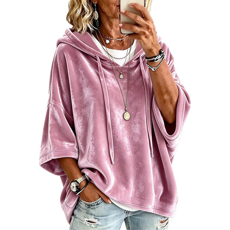 Casual Velvet Hooded Sweatshirt