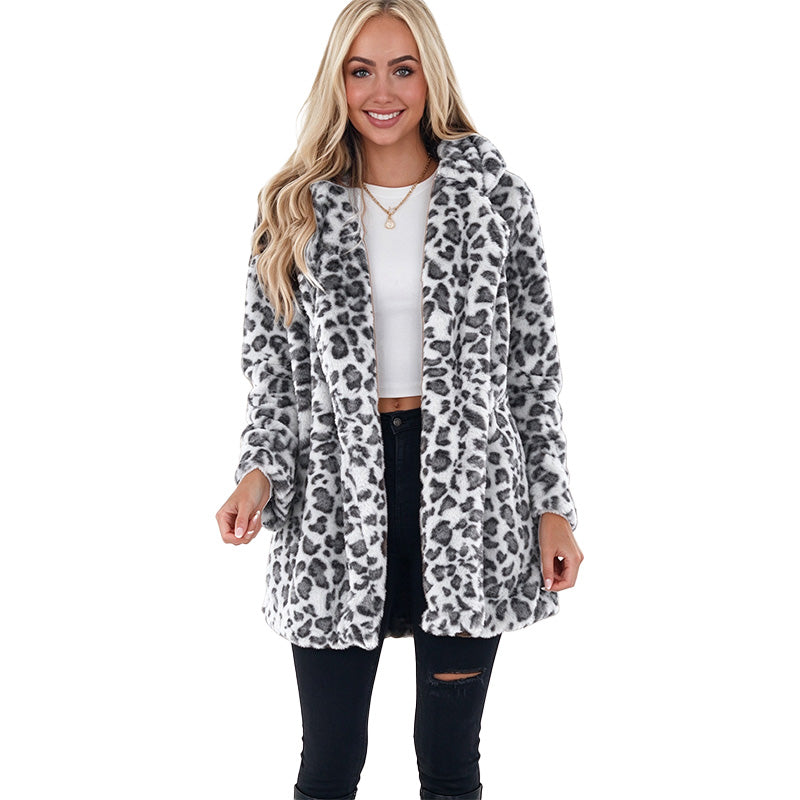 Leopard Print Faux Fur Coat