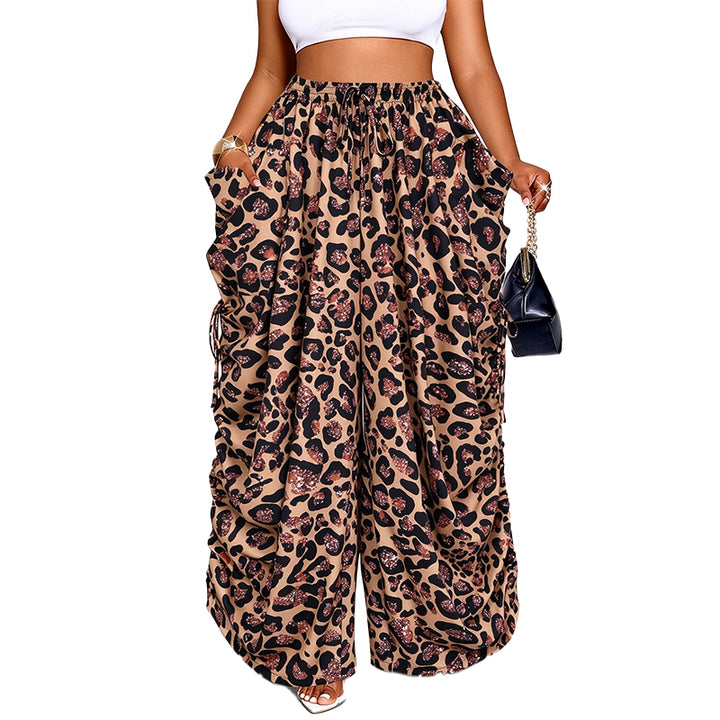 Leopard Print High-Waisted Wide-Leg Pants