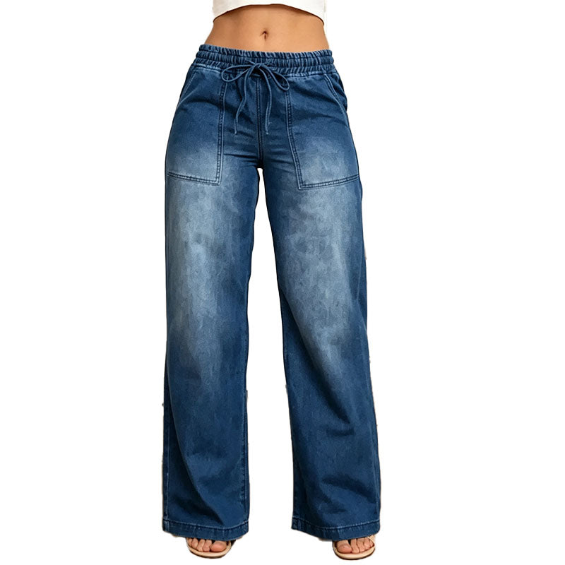 Relaxed Drawstring Wide Leg Pants