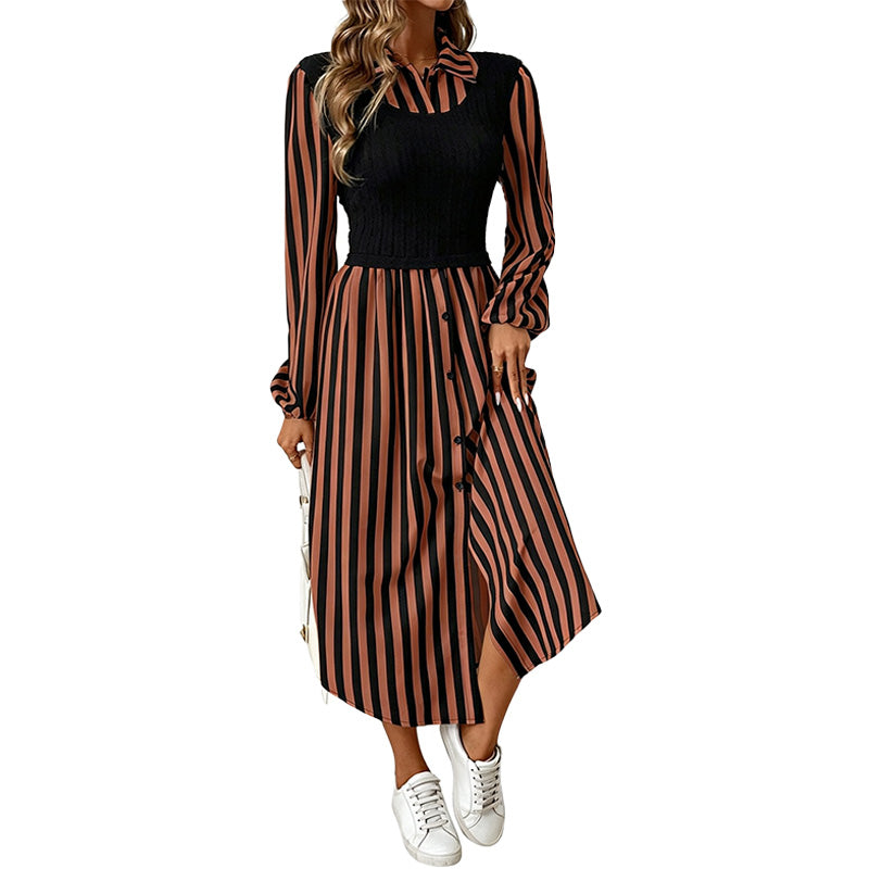 Striped Layered Midi Dress